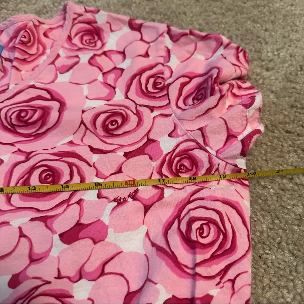 Nick & Nora pink rose-patterned V-neck 100% Cotton Valentines Nightie Pajamas PJ - Picture 3 of 6